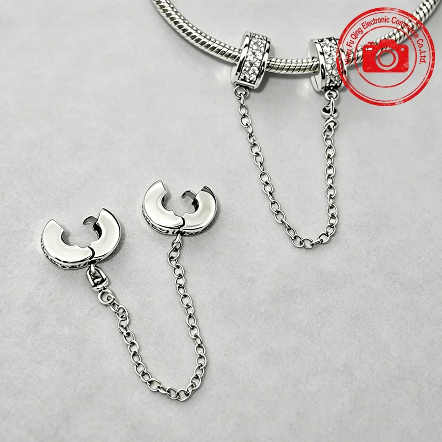 Sparkling Safety Chain Clip Pet Paw Print Snowflake Rose in Bloom Charm Beads Fit Original 925 Silver Bracelets DIY Jewelry Gift
