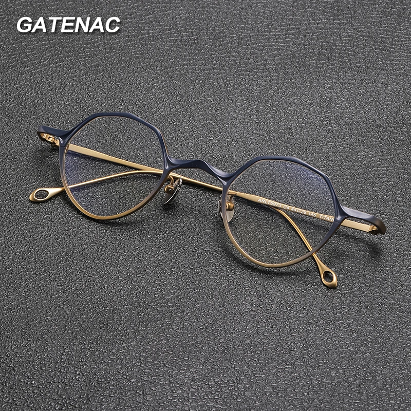 Vintage Pure Titanium Eyeglasses Frame Men Retro Ultra Light Designer Glasses Frame Women Japan Luxury Brand Small Face Eyewear