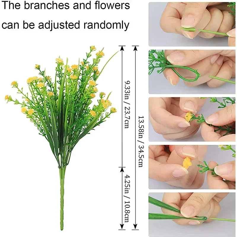 Artificial Flowers Fake Plastic Greenery Plants UV Resistant For Wedding Indoor Home Kitchen Decor Garden Decoration Outdoor