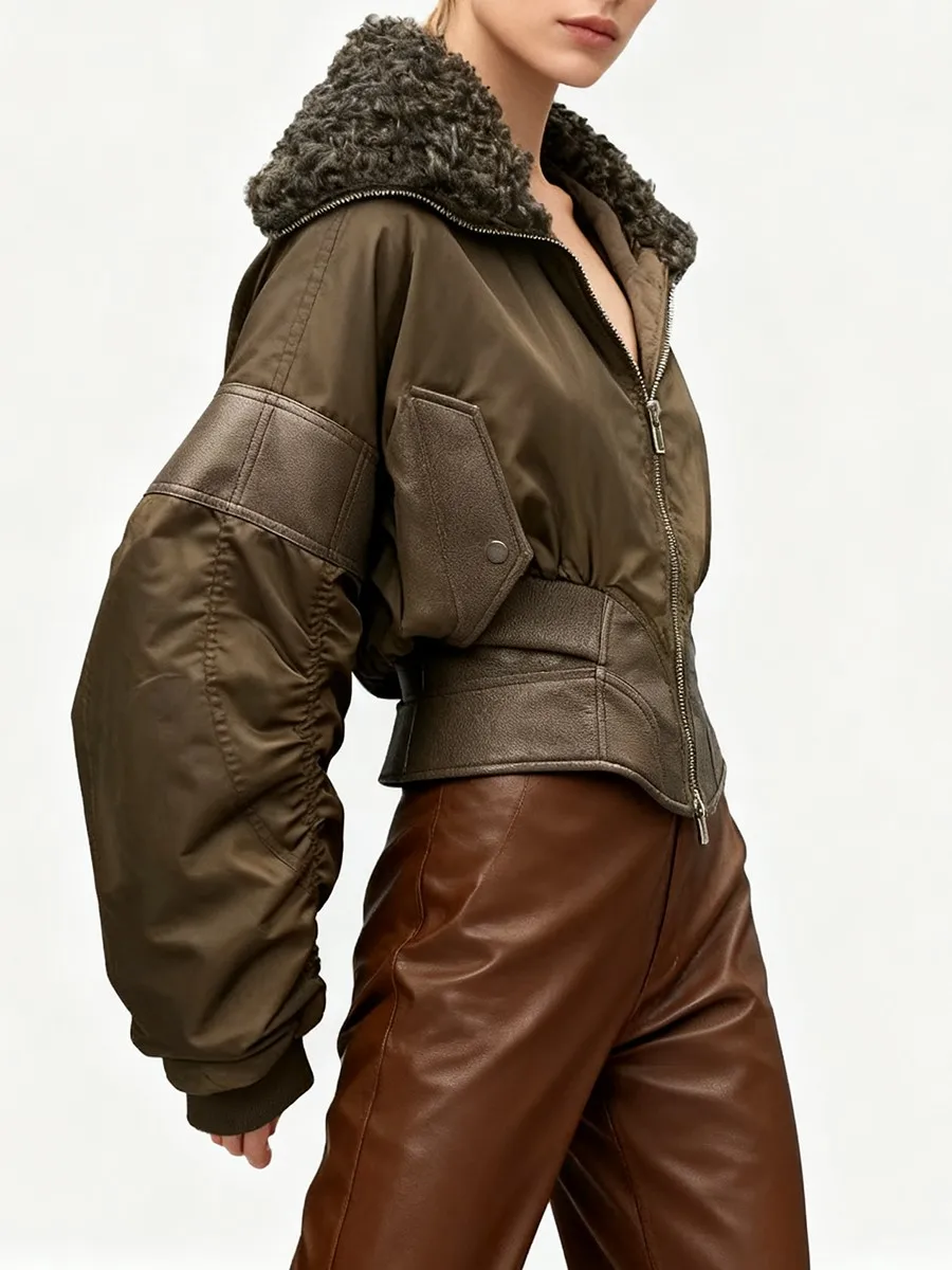 TWOTWINSTYLE التخسيس تقسم الجلود سترات أنيقة للنساء التلبيب كم طويل تونك المرقعة يتدفقون سترة عادية الإناث #3