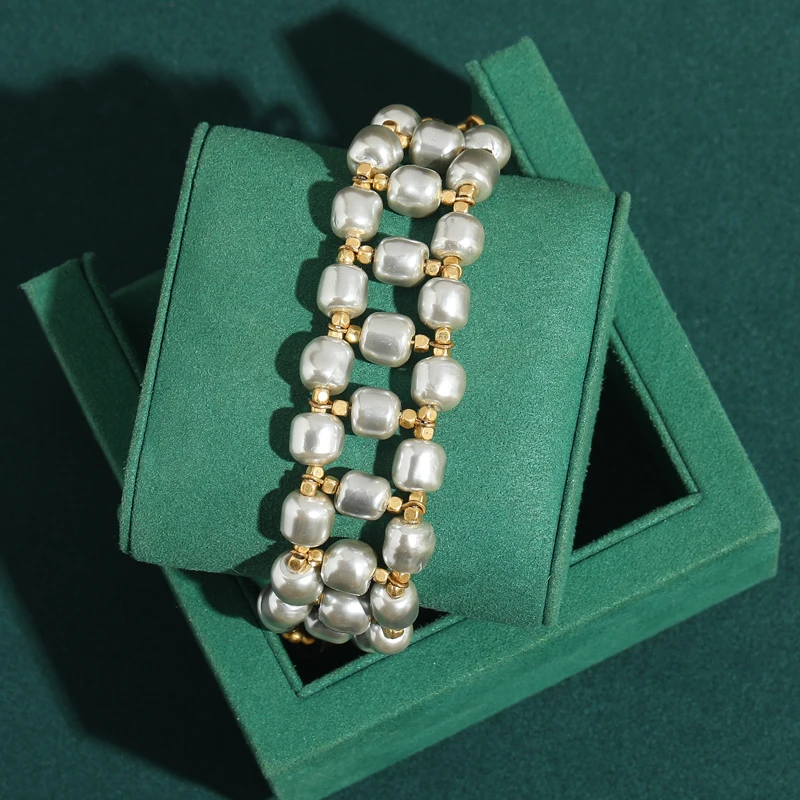 

Vintage Baroque Pearl Wrap Bracelets Gold Color for Woman Hand Made Wedding Jewelry High Quality Gift Trends Accessories 2026