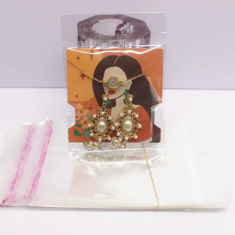 50Pcs 7.4x7.4cm 백서 카드 인쇄 빈티지 소녀/선인장 소녀 패턴 귀걸이 목걸이 헤어 밴드 쥬얼리 디스플레이 포장 카드