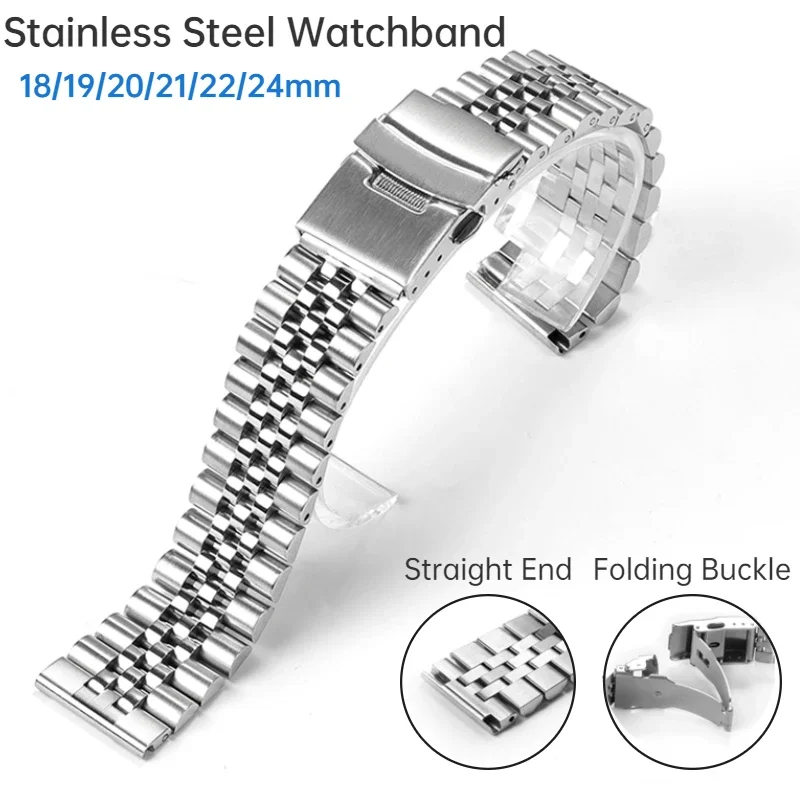 316L Stainless Steel Watchband for Jubilee Strap for Seiko SKX009 SKX007 Solid Bracelet Watch Accessories 18 19 20 21 22 24mm