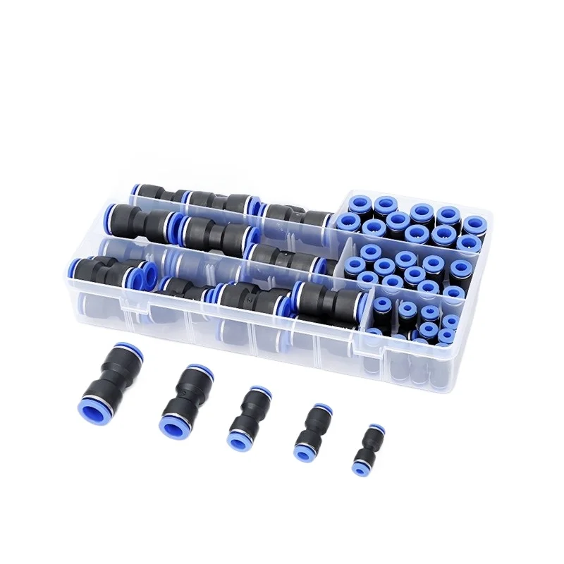 PU through quick plug, plastic box set 4/6/8/10/12 pneumatic connector combination