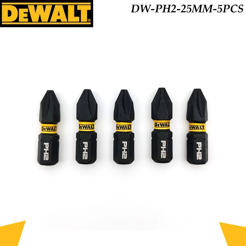 DEWALT PH2 25mm Magnetic Impact Screwdriver Bits, High-Strength Steel, Extreme Durability