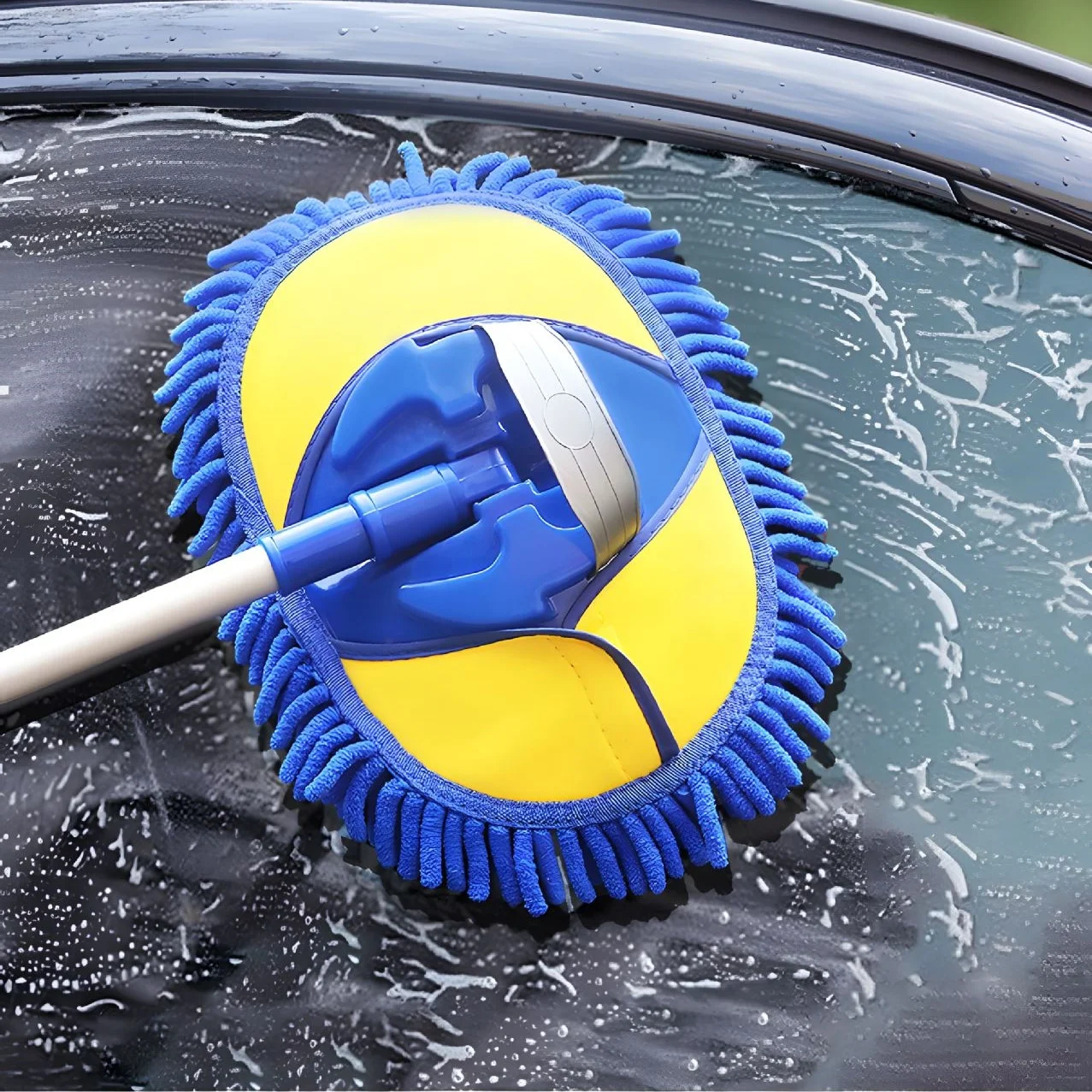Car Wash Mop Cleaning Brush Telescoping Long Handle Cleaning Mop Retractable Bar Adjustable Super Absorbent Car Cleaning Tools