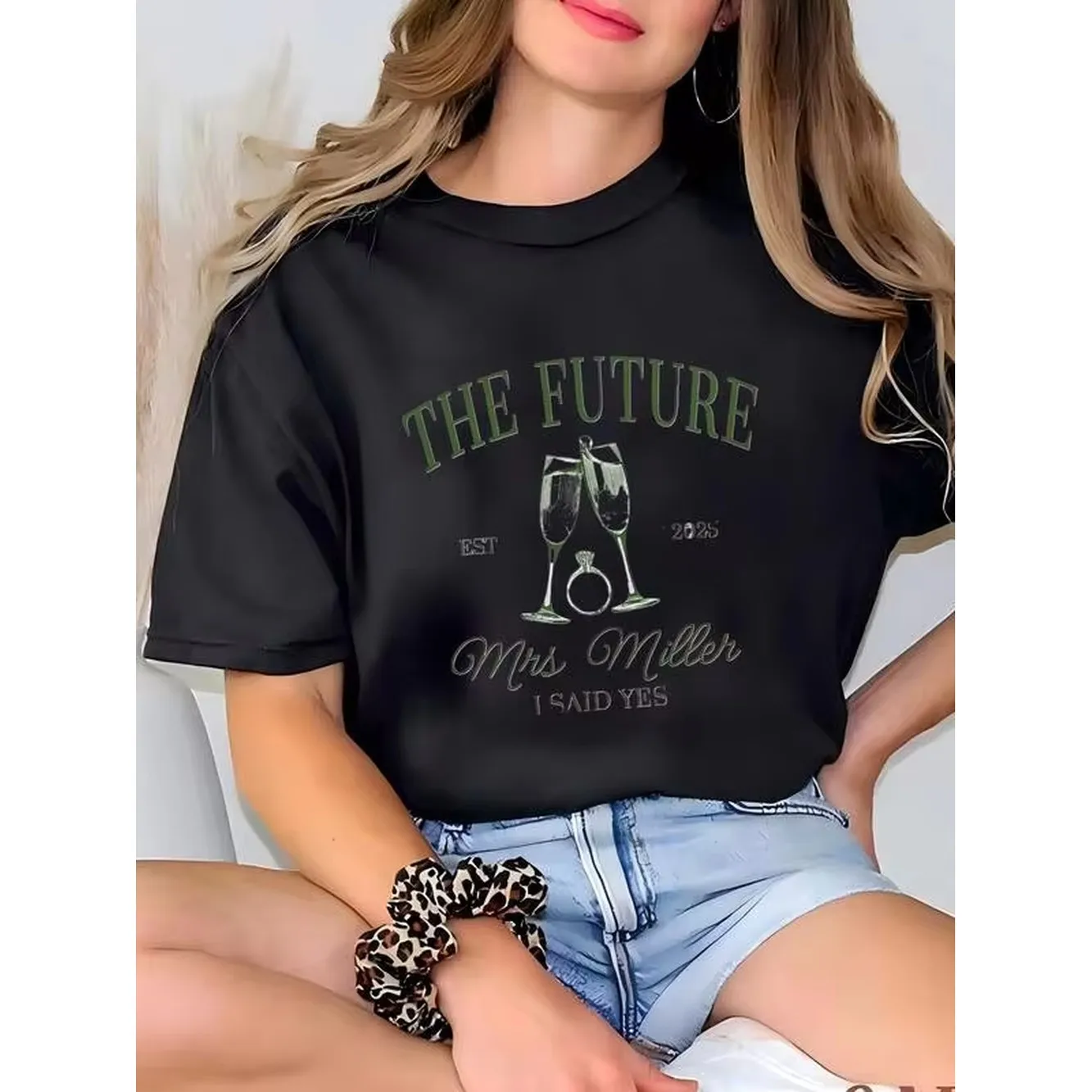 Womens Custom Future Mrs Sweatshirt, Luxury Fiancée Sweater, Personalized Bride To Be Crewneck, Newly Engaged Gift For Her, Engagement Gift T-Shirt
