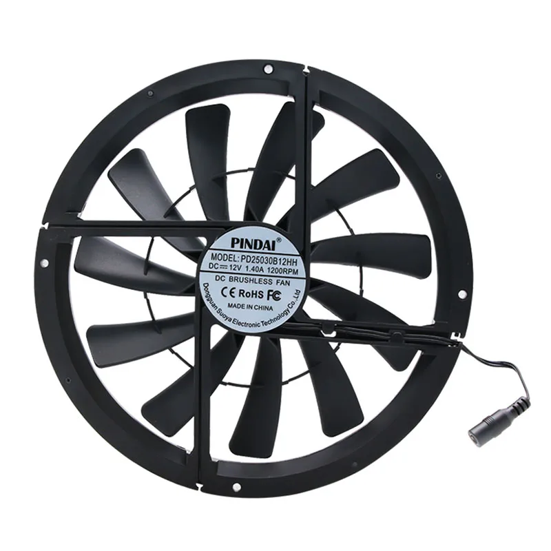25Cm Large Air Volume 12V Animal and Plant Furniture Cabin Self-driving Tour RV Ventilation Exhaust Cooling Fan 25030