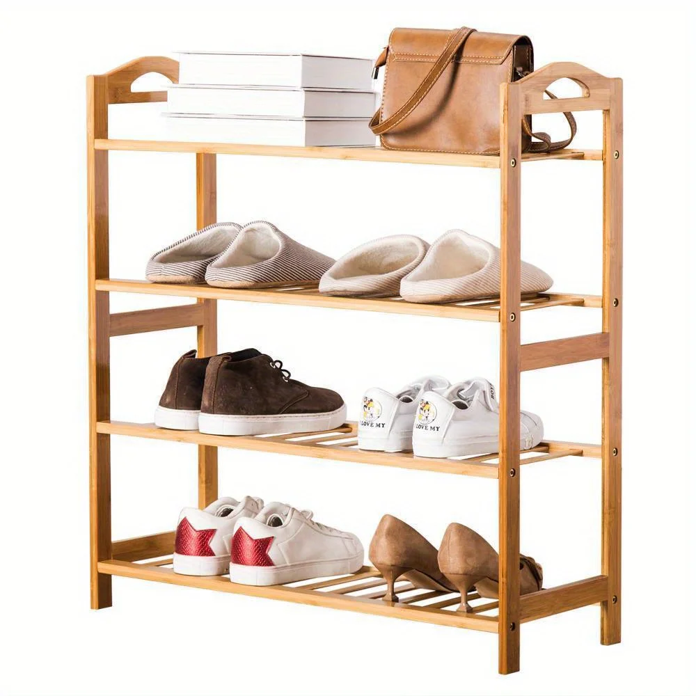 

4 Tier Natural Bamboo Wooden Shoe Rack Organizer Stand Storage Shelf Unit