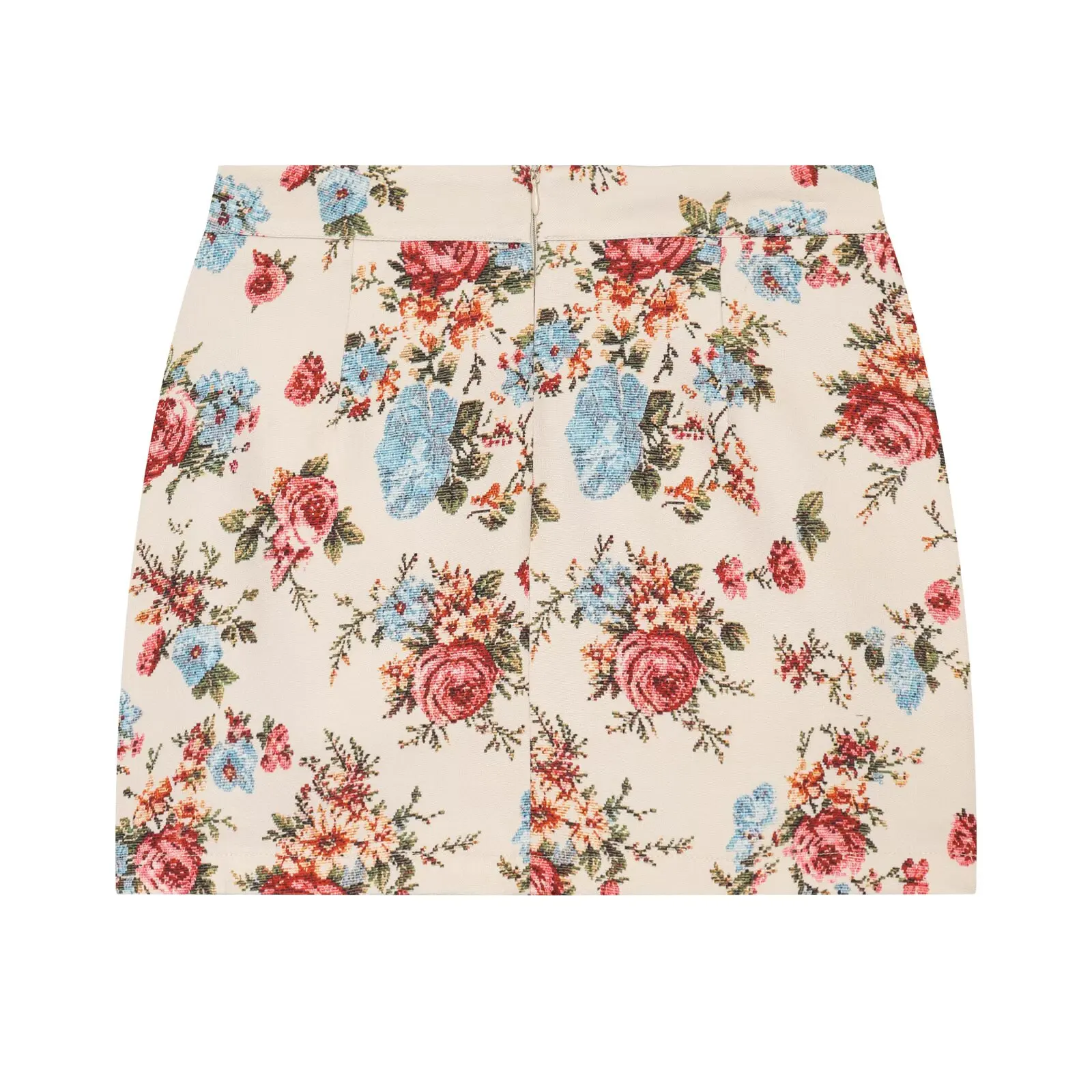 2026 Summer Autumn Women's Elegant Floral Printed Mini Sexy Skirt Lady Vintage Chic Beige Flower Zipper A-line Skirts Streetwear