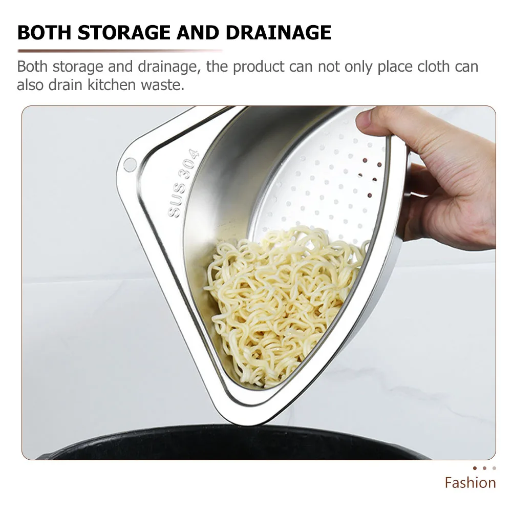 

Stainless Steel Sink Corner Storage Basket Household Drain Mesh Kitchen Gadget Triangular Water Filter Basket For Fruits
