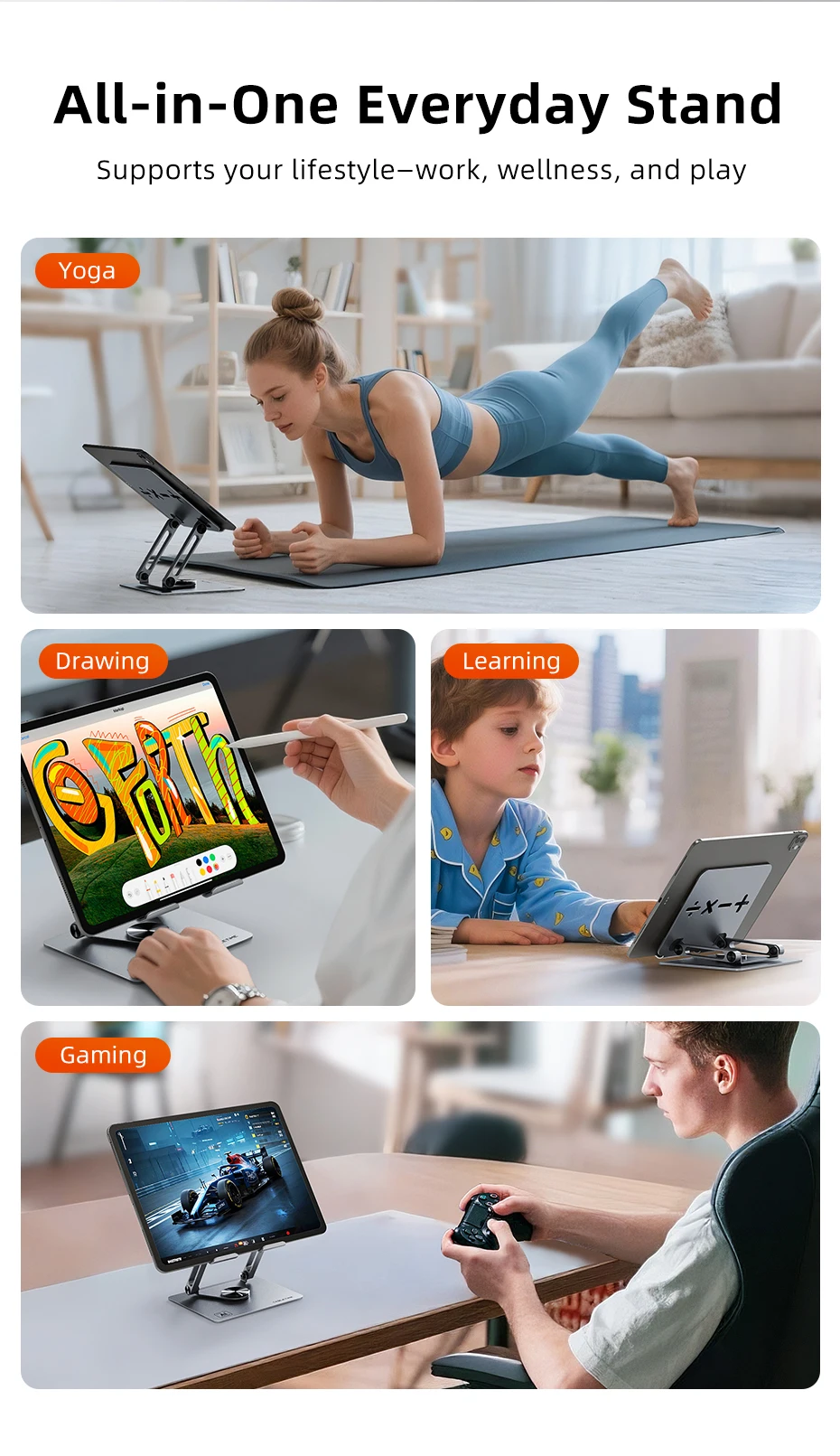 CABLETIME 360° ° Rotation Tablet Ständer für iPad Einstellbare Aluminium Faltbare Desktop Ständer Halter Für Ipad Pro/Air/Mini Schalter2 1 – Detail 9