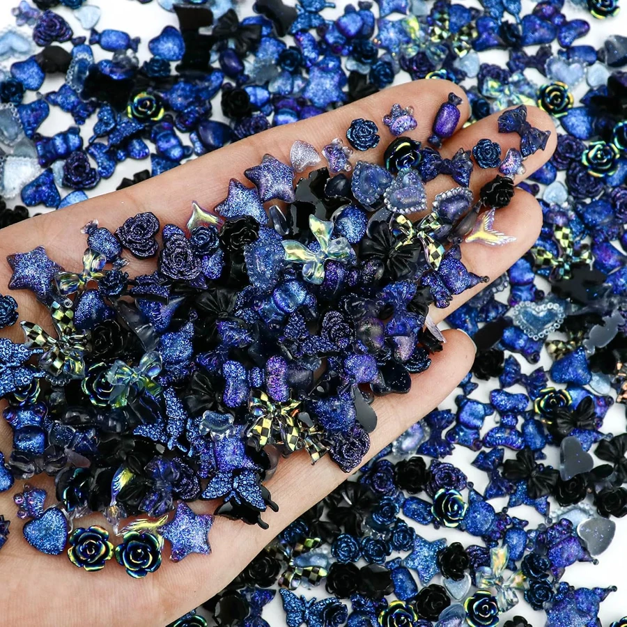 50 Stück Leuchtende Gemischte Harz-Rosenblüten Nagelkunst-Charms Bären- und Hasenperlen DIY für Maniküre, Handydekoration und Bastelarbeiten – Detail 5
