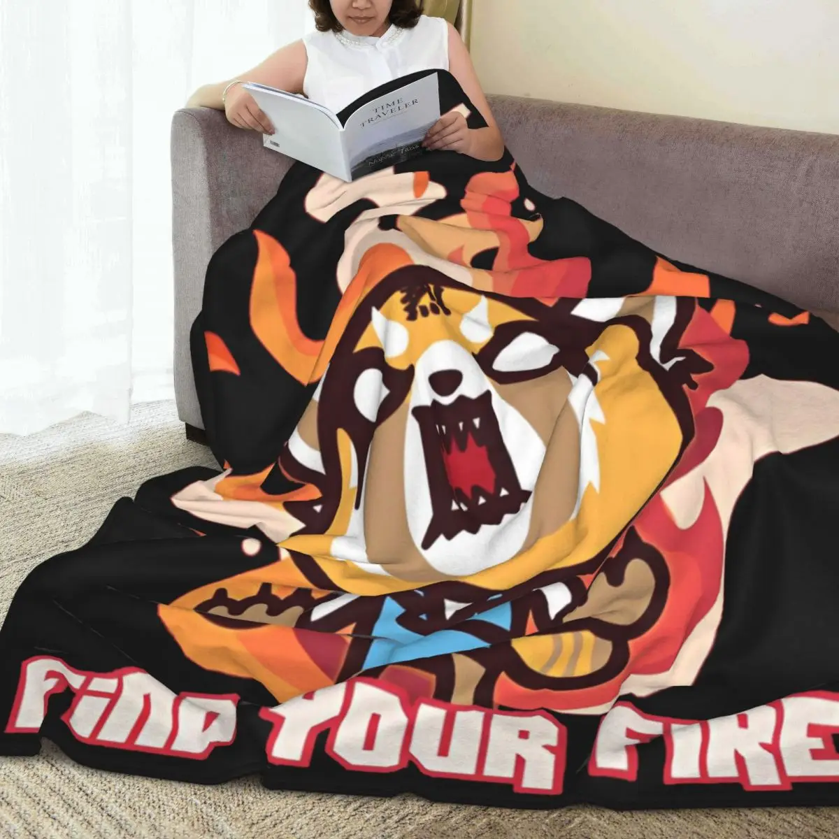 Super Soft Blanket Travel Office Aggretsuko Find Your Fire Throw Blanket Flannel Bedspread For Home DecorNovelty Sofa Bed Cover