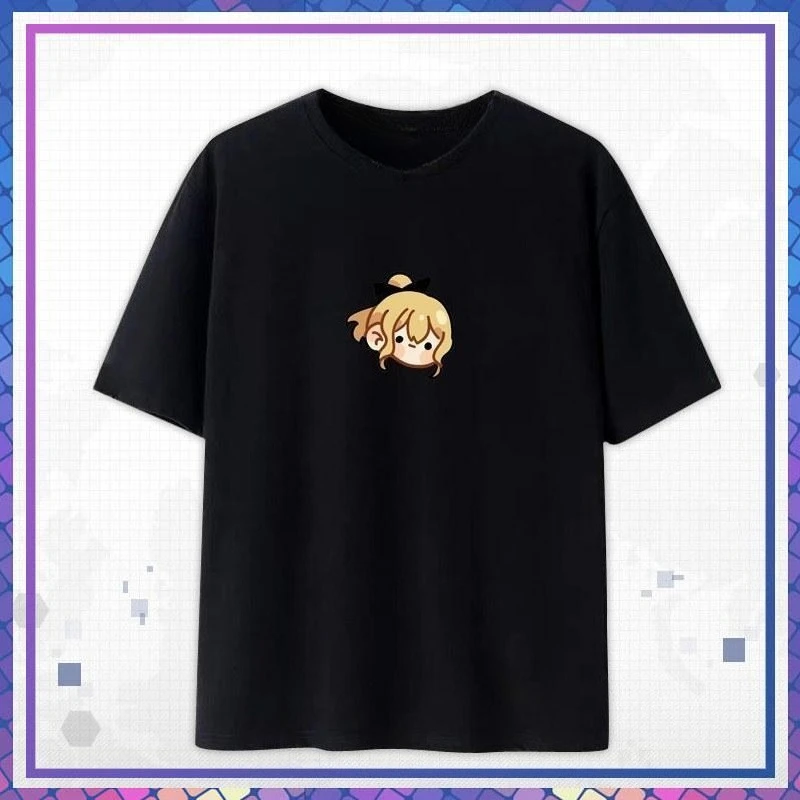 Camisetas unisex Genshin Mondstadt Personaje Mini-Impresión Camiseta Klee,Diluc Chibi Venti y Razor Unisex Pareja Camiseta de manga corta