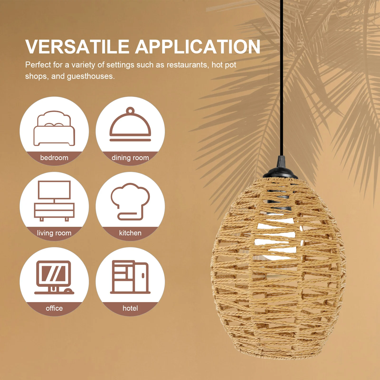 

Woven Lampshade Shape Khaki Paper Rope Pendant Pendant Lamp Shades Light Shades for Home Decor Retro Rustic Style