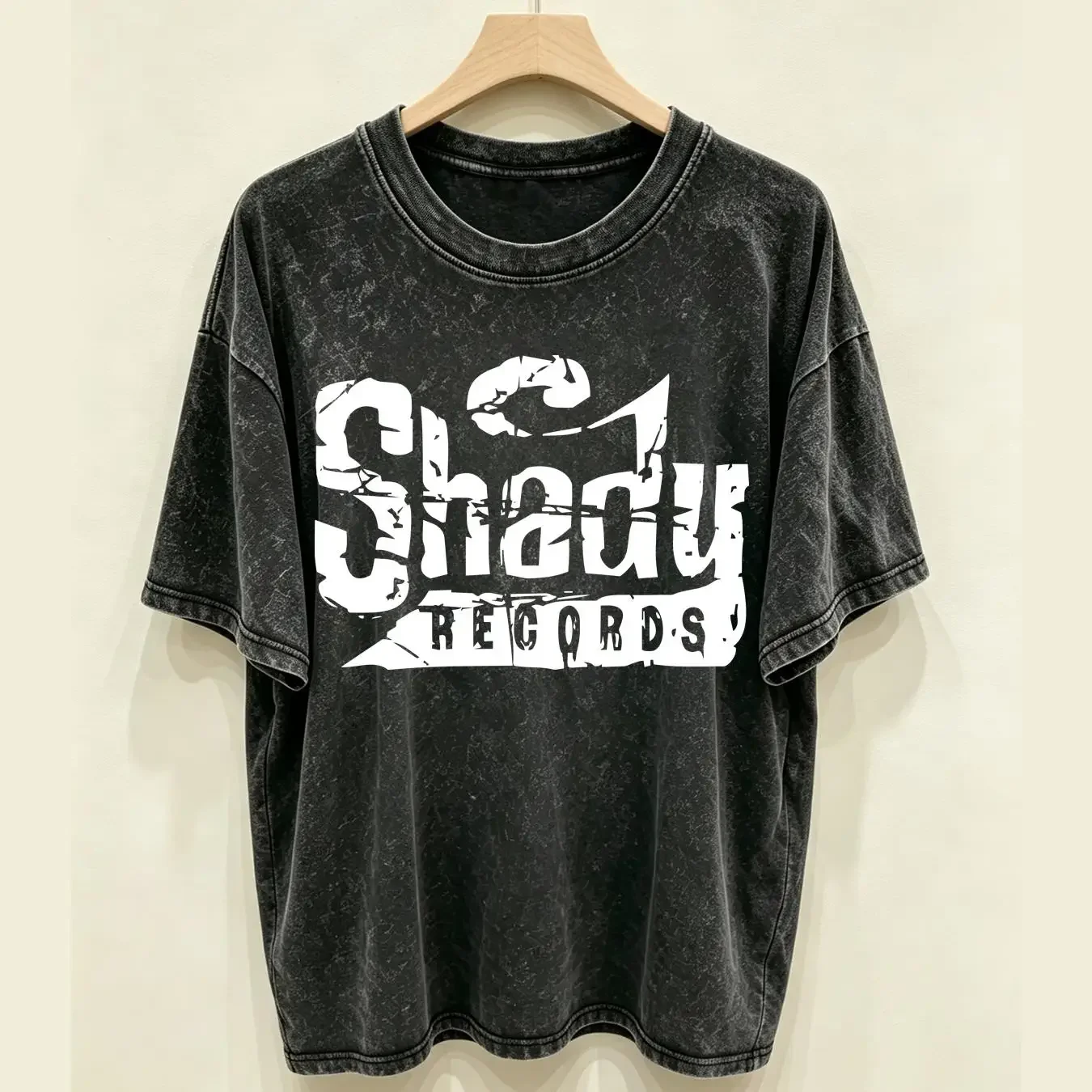 washed T Shirt SHADY RECORDS Logo Slim Eminem Dr Dre D12 Hip Hop Concert Tour S 6XL vintage Washed Stylish designer clothes