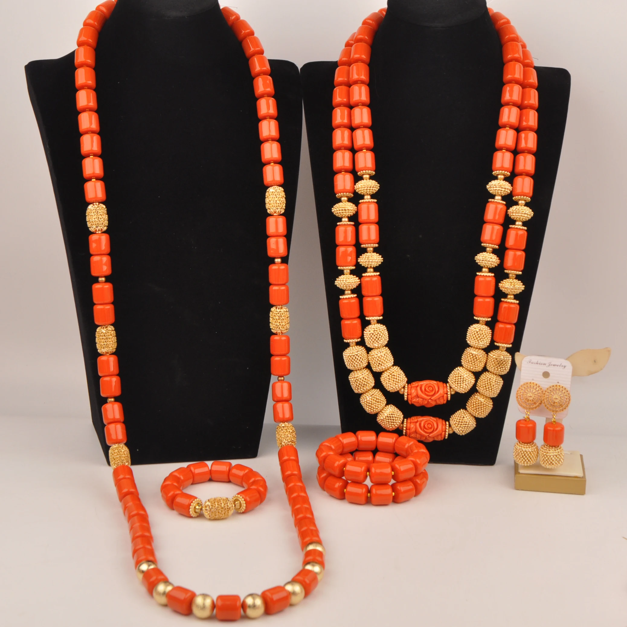 

Orange Artificial Coral Necklaces African Beads Jewelry Sets