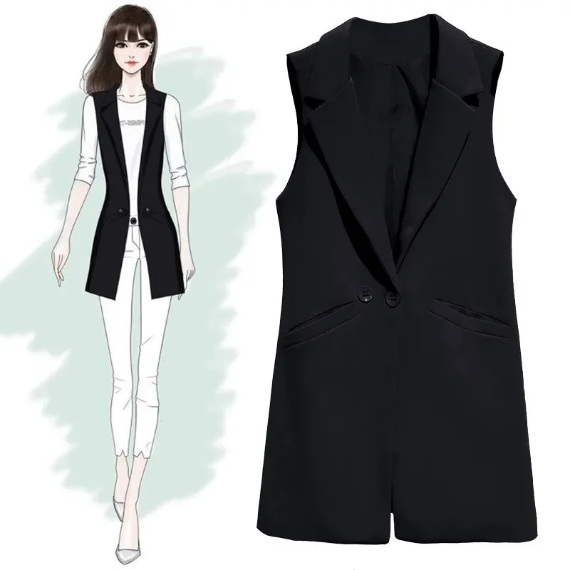 Waistcoat Female Oversize 2026 Vest Women Sleeveless Jacket Coat Long Vest Blazer Formal Work Ladies Office Vintage Slim Suit