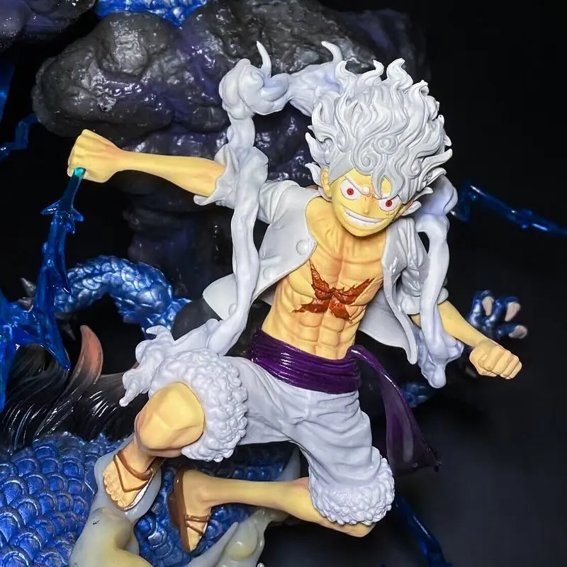 One Piece 57.5cm Nika Luffy Vs Kaiduo Series Famous Scenes Pvc Luminous Scene Model Ornaments Around The Statue Toys And Gifts.