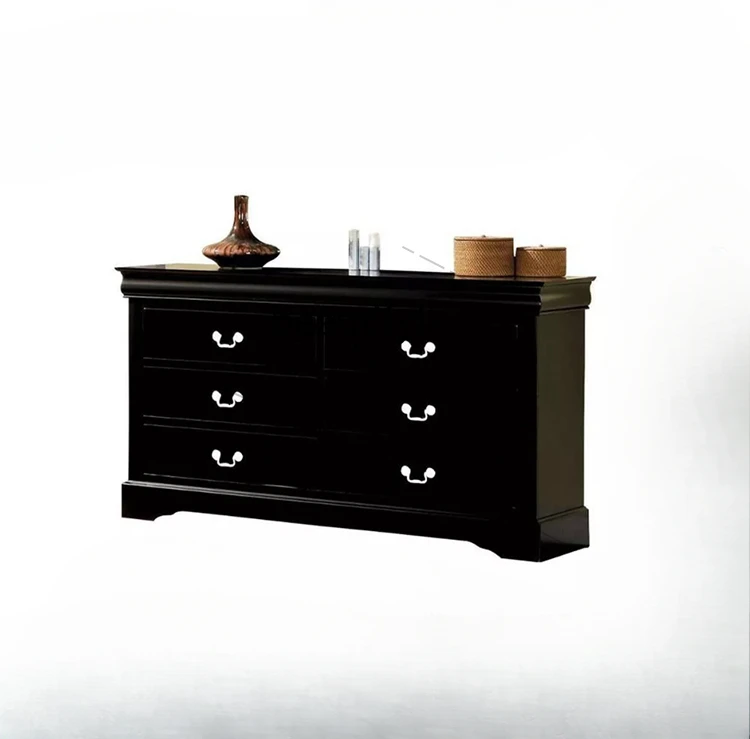 

French entrance retro solid wood chest cabinet bedroom locker American light luxury drawer storage cabinet living room