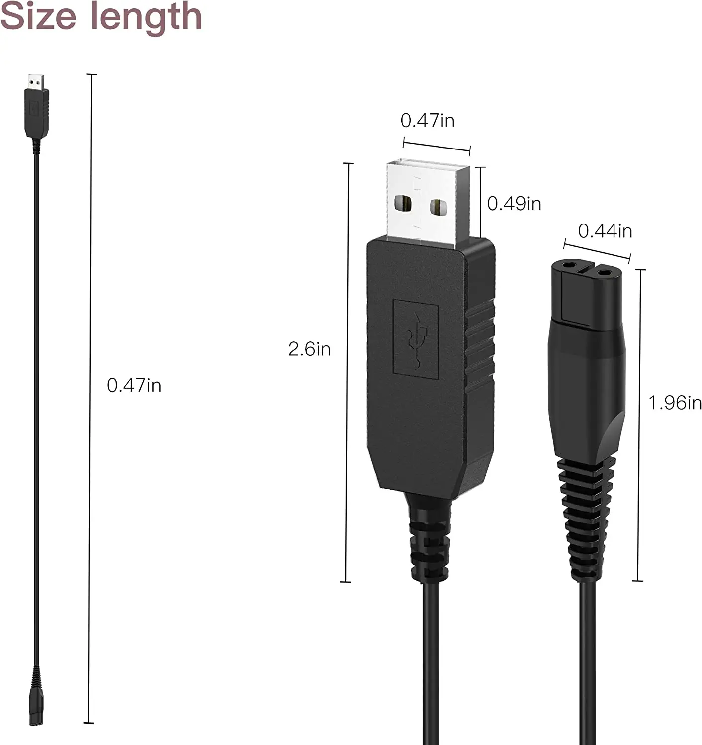 4.3V USB Shaver Charger Cable，Replacement Philips Shaver Power Cord for Norelco One Blade QP2520, QP2620, A00390, QG3320, RQ320