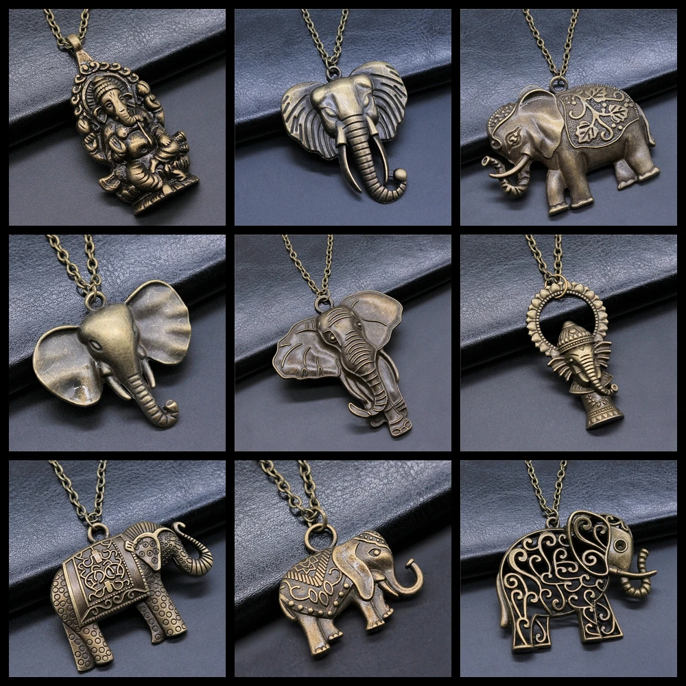 Big Elephant Pendant Necklace For Women Men Punk Hiphop Long Chain Necklace Creative Gift Party Jewelry Accessories