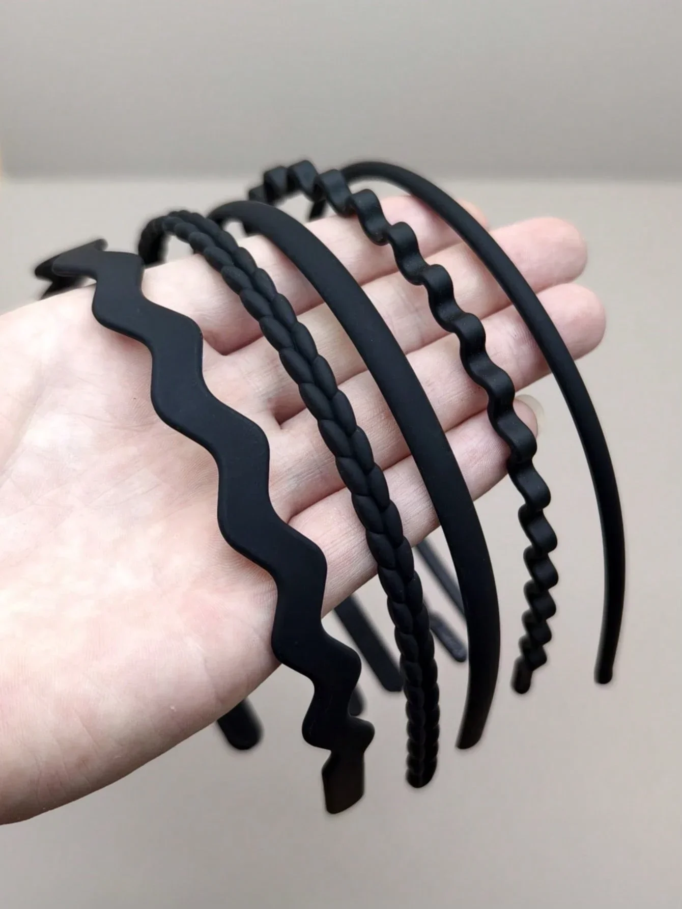 

5 шт. минималистичных черных матовых пластиковых ободков для волос для женщин, для ежедневного использования, аксессуары для волос
