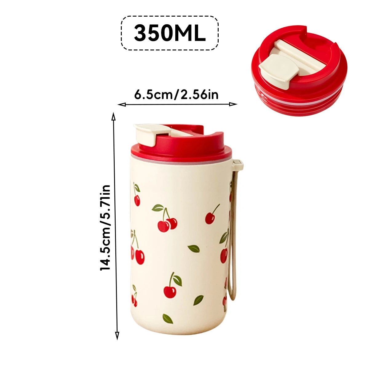 350/400ml Tumbler Plastic Waterbeker Met Touw Kersenpatroon Melk Koffiemok Herbruikbare Waterfles Voor Student School reizen