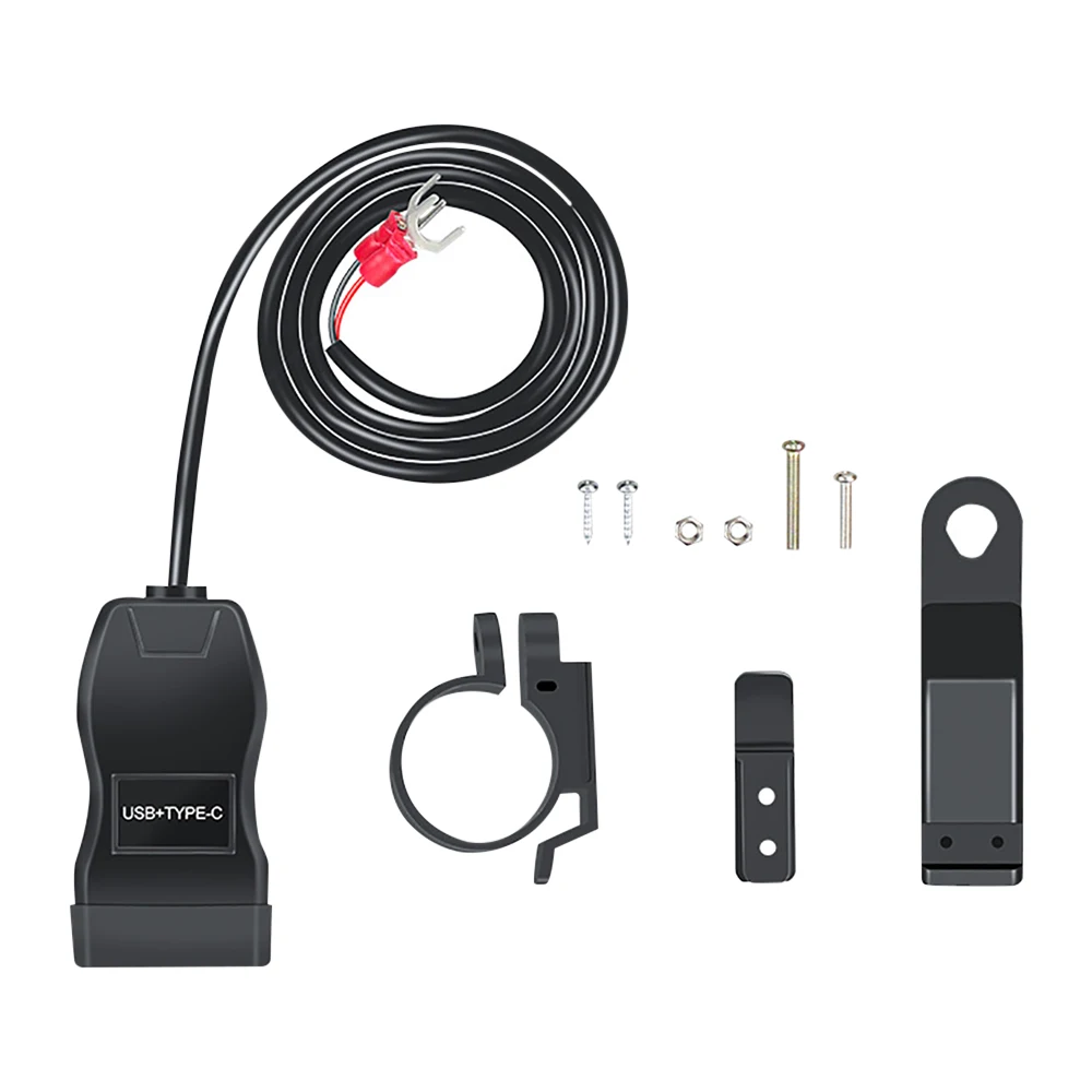 Veículo da motocicleta suporte duplo carregador de telefone móvel cavaleiro qc3.0 pd carregamento rápido tipo-c + usb carregamento de carro interruptor à prova dwaterproof água