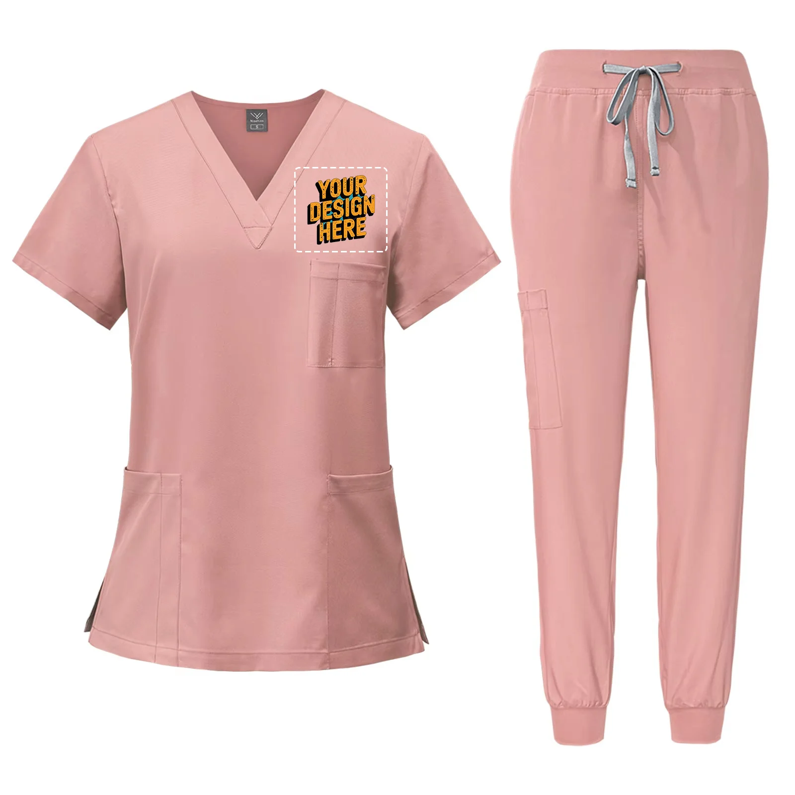 남성과 여성을 위한 손 세탁 의류 간호사를 위한 속건성 반팔 수술복 무료 맞춤형 로고 팀 이름