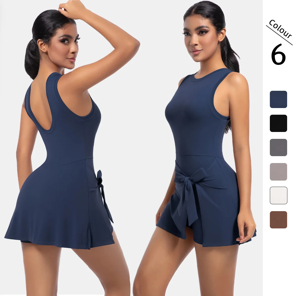 Ladies Integrated Tank Top Athletic Dress Quick Dry Anti Chafe No See-through Tennis Skirt Golf Casual Fitness Sports Dress