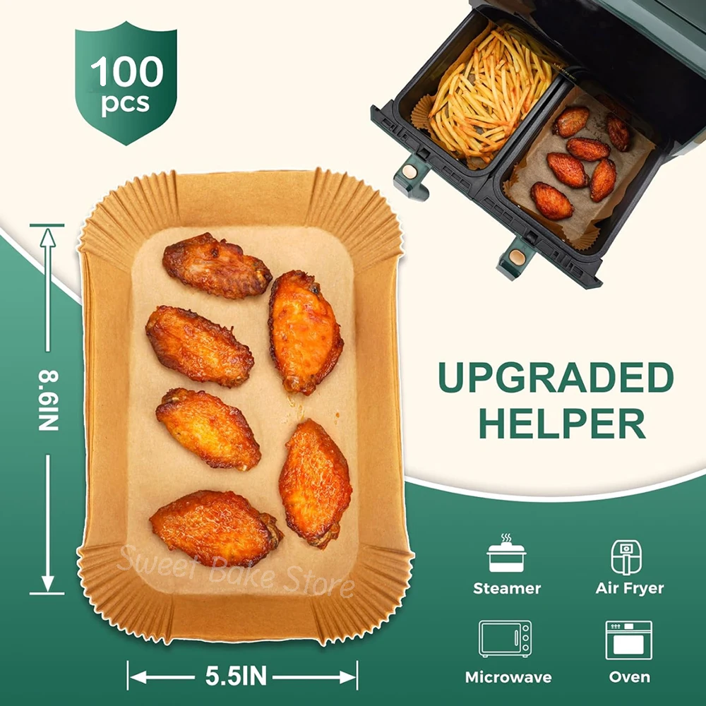 Disposable Square Air Fryer Parchment Paper Liner, Compatible with for Ninja Foodi DualZone 2-Basket Air Fryer DZ201, DZ401