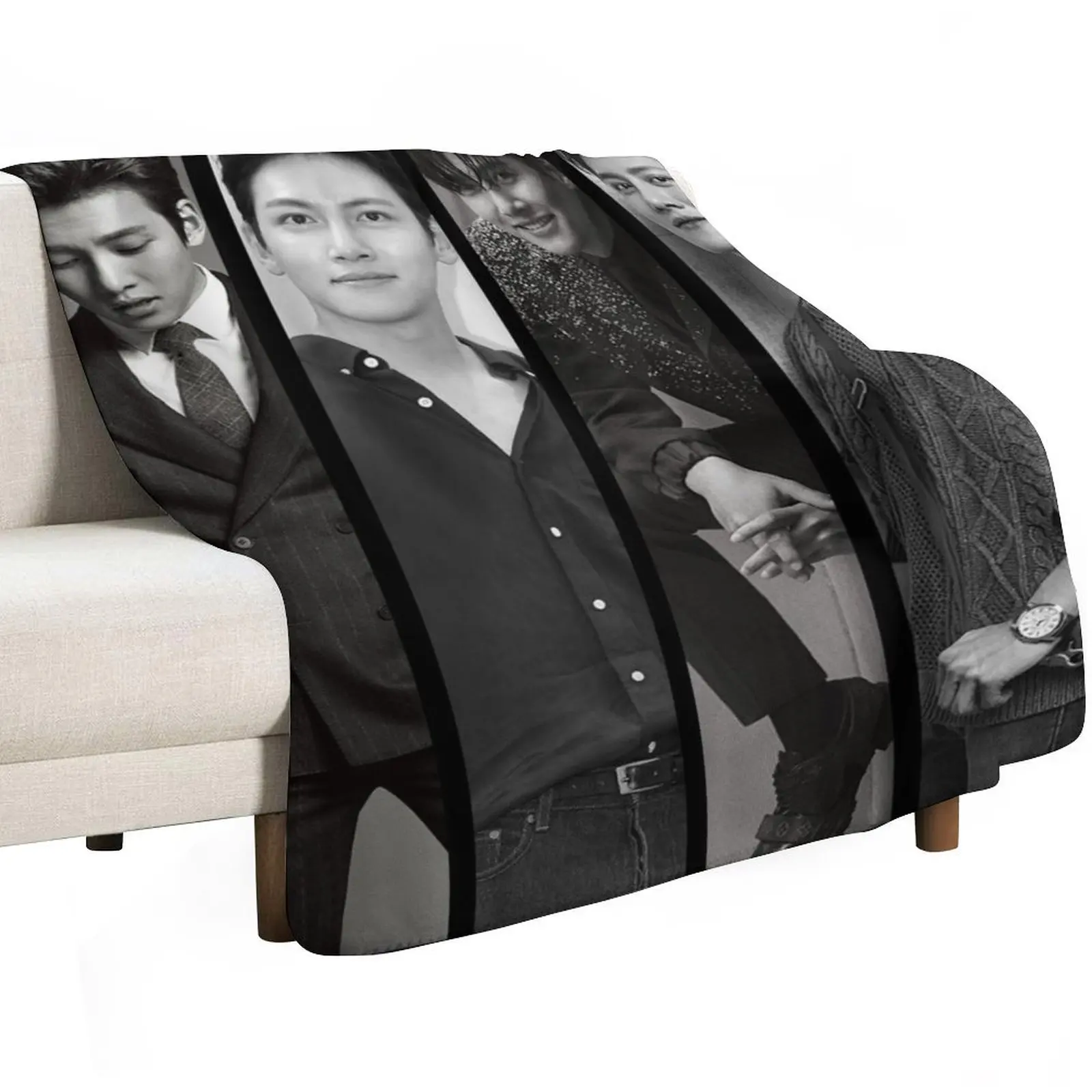 Ji Chang Wook Vertical Black and White Collage Throw Blanket Luxury Designer Decoratives Custom Sofas Blankets For Bed Blankets