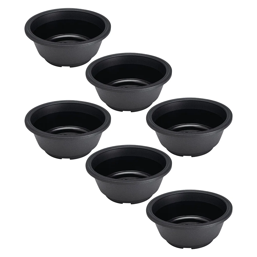 

6 Pcs Flower Pot Plastic Planter Bonsai Pots Container Desktop Ornament Household Black Beds