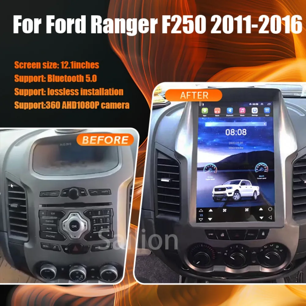 Android14 Car Radio For Ford Ranger F250 2011-2016 Tesla Automotive Multimedia Carplay Auto WIFI Bluetooth Stereo 1Din Head Unit