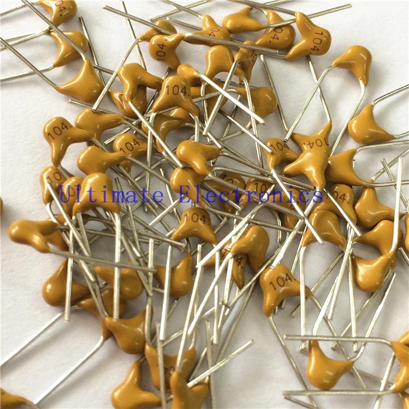 100pcs/lot  Multilayer ceramic capacitor 0.1uF 104 50V 100nF 104M  P=5.08mm