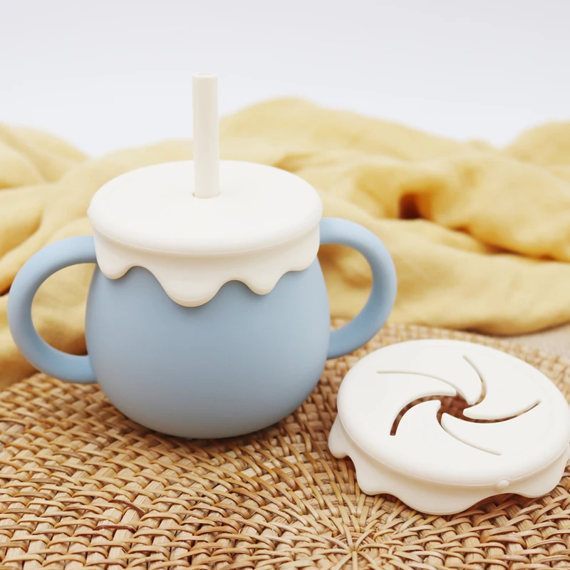 2026 New Training Cup 280ml Baby Cup - 3 in 1 Silicone Snack Cup, Sippy Cup, Leak Proof, Ice Cream Shape