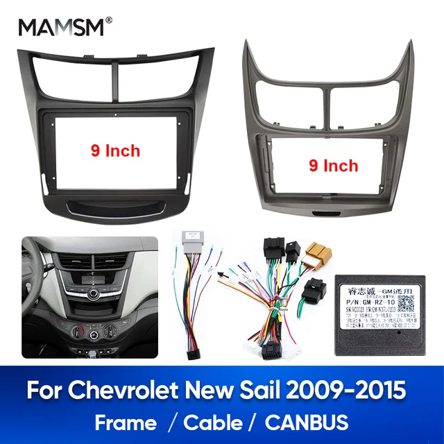 MAMSM Dla CHEVROLET SAIL 2009-2014 9-calowe radio samochodowe Fascia Frame Dash Panel Jednostka główna Car Refitting Stereo CD DVD Bezel Cables