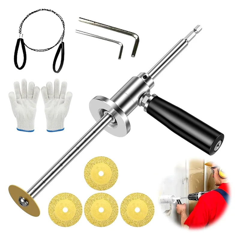 AB66-Inside For PVC Pipe Cutter With Adjustable Depth Gauge, Internal Pipe Cutting Tool Set With 5PCS Blades