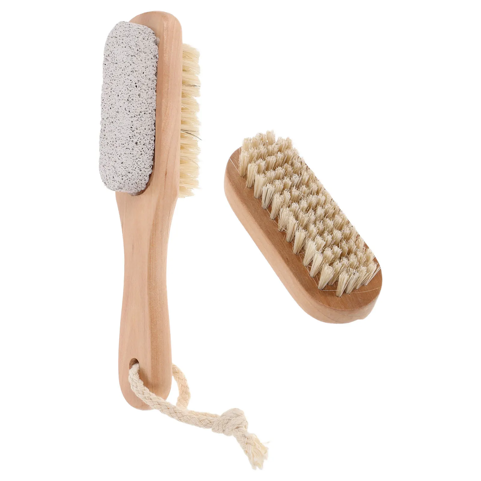 1Set Hand- en Voetscrubber Houten Handvat Nagelborstel Puimsteen Zware Voetreinigingsborstel Nagelscrubber