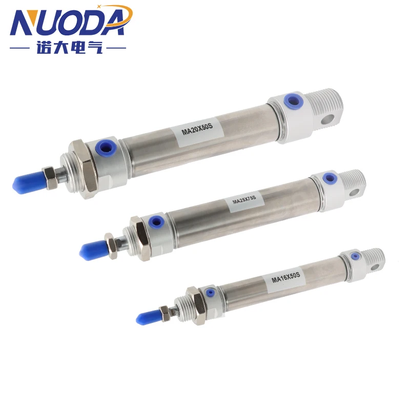 Stainless Steel Double Action MA Type With Magnet 16/20/25/32/40mm Bore 25/50/75/100/125/150/175mm Stroke Pneumatic Cylinder