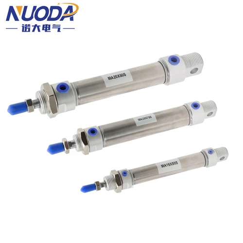 Imagen 2 del producto Cilindro neumático de doble acción tipo MA de acero inoxidable con imán, 16/20/25/32/40mm de diámetro, 25/50/75/100/125/150/175mm de carrera