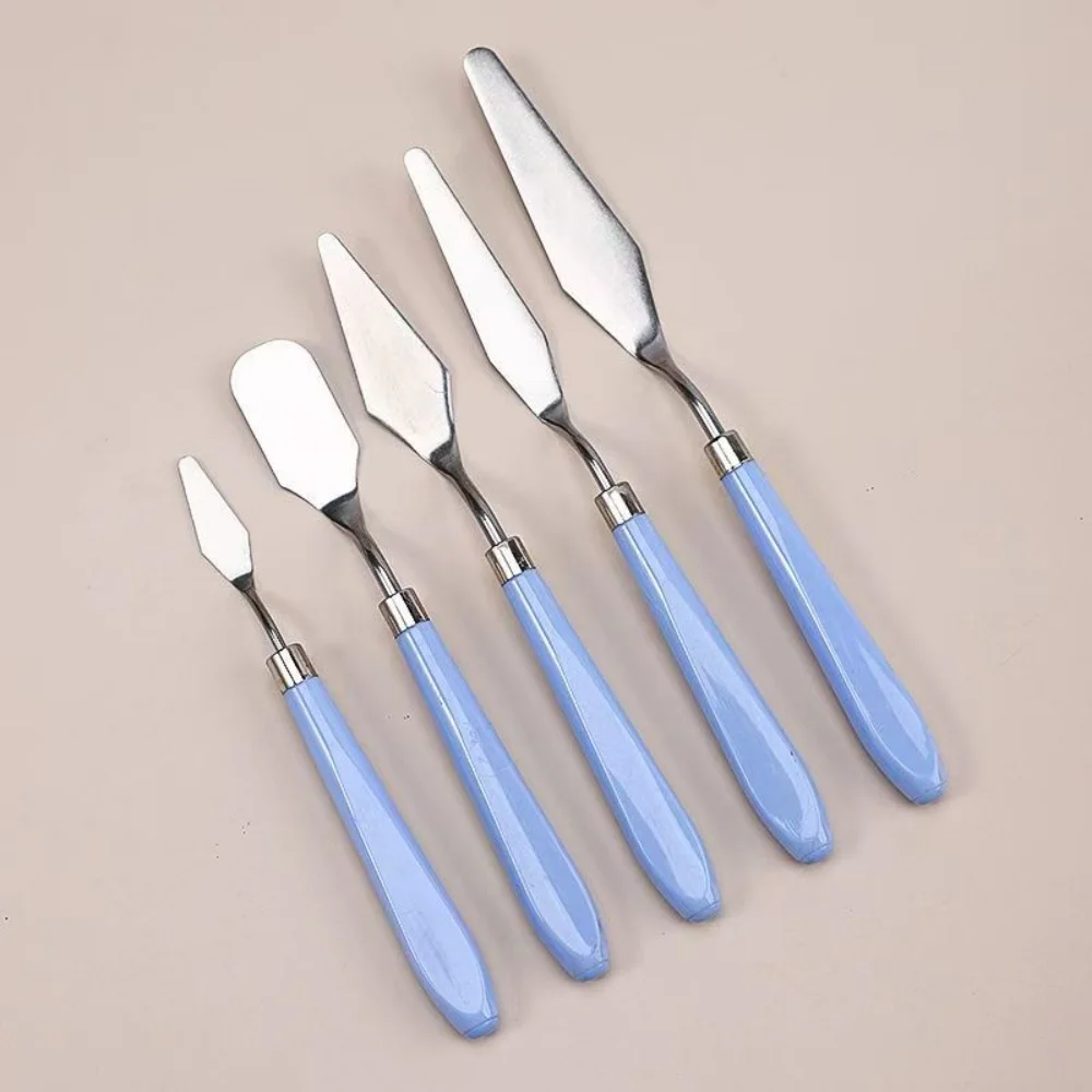5Pcs Stainless Steel Palette Knife Set, Oil Acrylic Watercolor Paint Mixing Scrapers, Artist Tools
