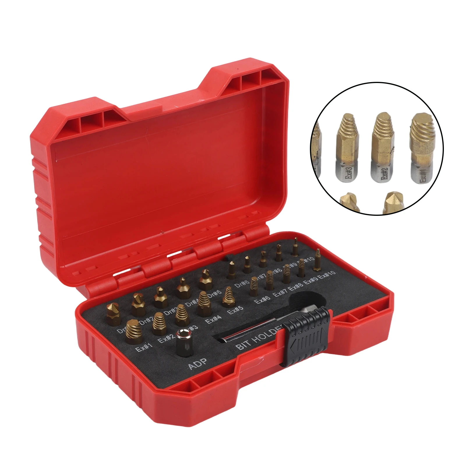Set of 20 Screw Extractors with Magnetic Extension Bit Holder and Socket Adapter for Removing Damaged Screws from Metal and Wood