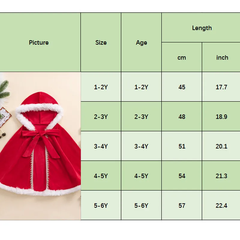 Рождественский красный бархатный плащ для девочек от 1 до 6 лет, накидка с капюшоном контрастного цвета с нечеткой отделкой, карнавальный костюм