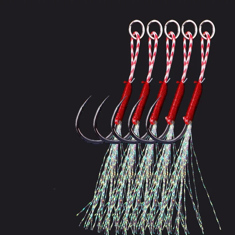 20-100 قطعة القفز البطيء الصيد تركيبات هوك مساعد مع شوكة تركيبات واحدة هوك خط ريشة Pesca عالية الكربون الصلب علف الاسماك #3