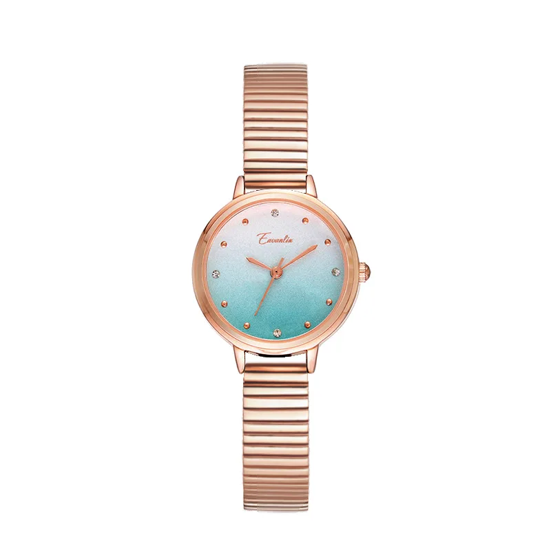 ساعة يد نسائية أنيقة، ساعة كوارتز نسائية عصرية بحزام متدرج اللون، هدية مثالية للسيدات.
