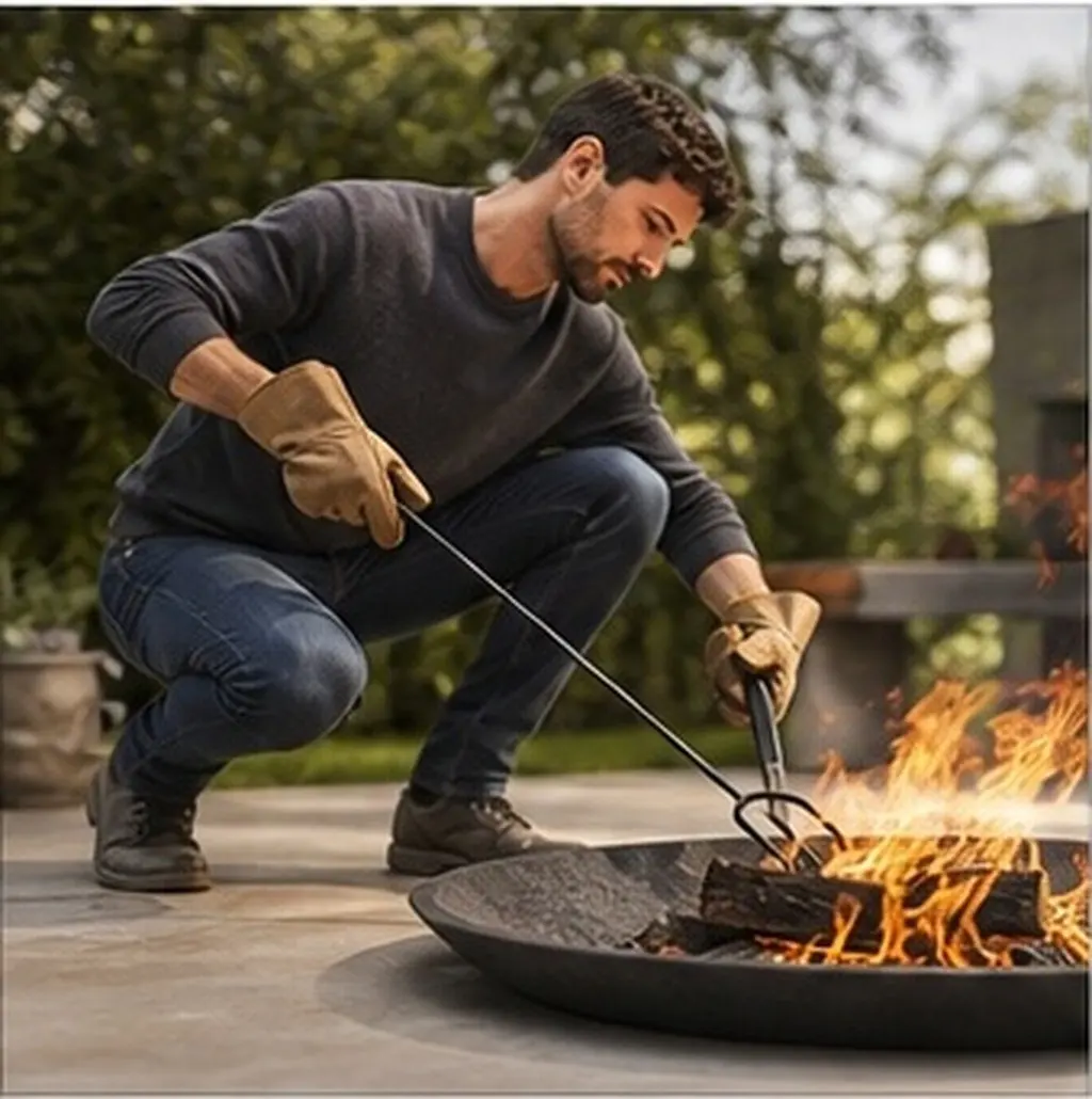 Two-Section Spliced Fire Poker Heavy Duty Fire Pit Tool for Outdoor Fireplace Wood Stove Camping Bonfire Accessories