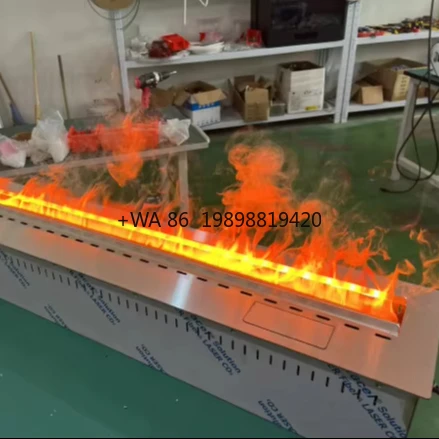 European Style Modern 3D Steam Fireplace 9-Color Flame WiFi Remote Control Steel Insert for Indoor Use Hotels Villas Living